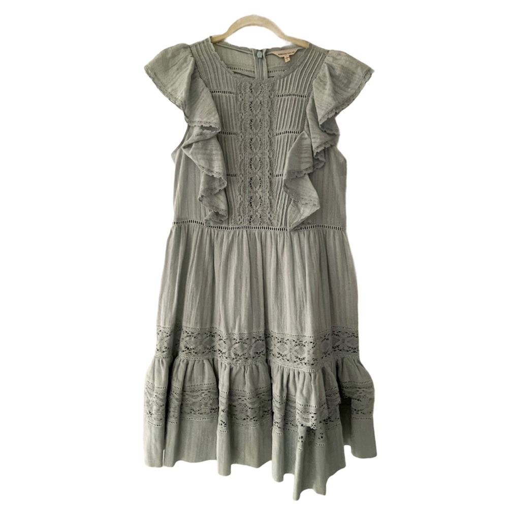 Rebecca Taylor Ruffle Mini Dress in Sea Spray New - Picture 5 of 9